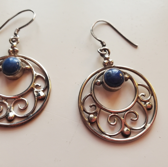 Sterling silver and blue lapis earnings. - Picture 2 of 3